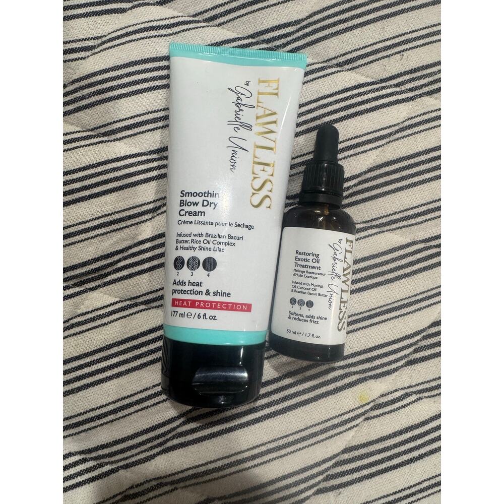 Flawless Gabrielle Union Hair care Smoothing Blow Dry‎ Cream & Exotic oil